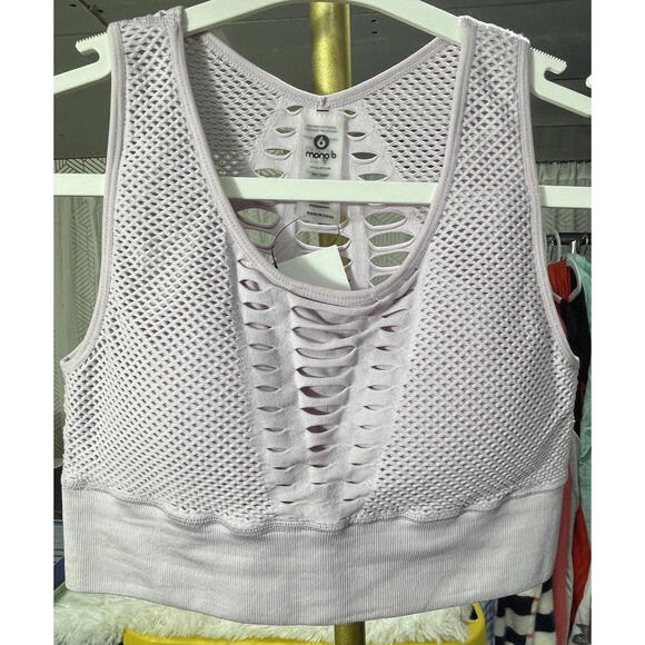 Mono B Other - Mono B Sports Bra Womens Periwinkle Laser Cut Seamless Racerback Athletic Sz L